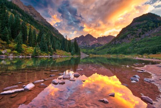 aspen in summer sunset