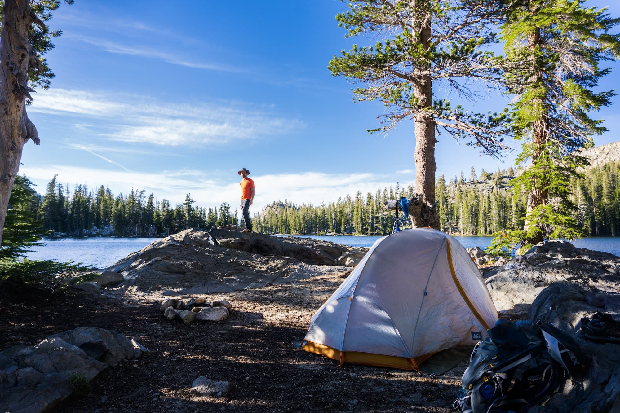 Emily and her partner camping at Brandon Ten Lakes