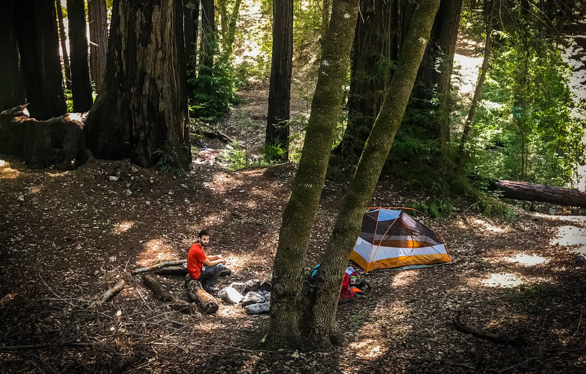 Emily and her partner's campsite in Big Sur