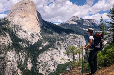Emily looking out at Half Dome in Yosemite