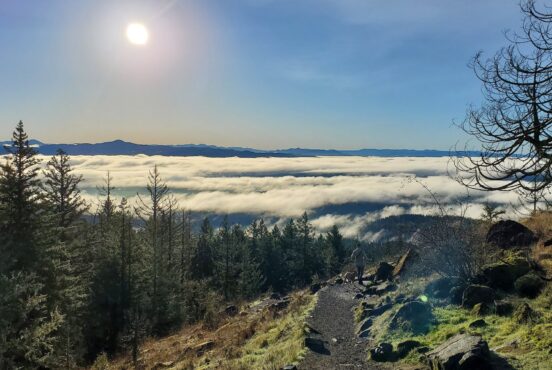 Hiking above the clouds at Spencer Butte