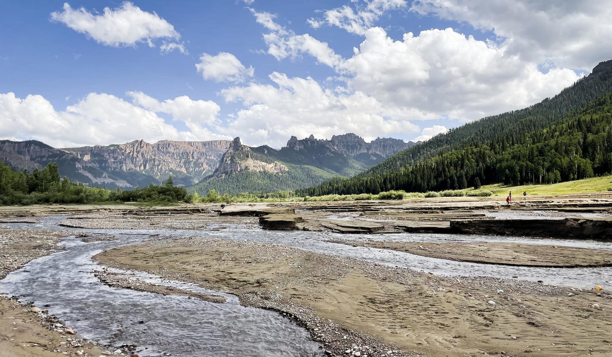 Hiking across streams near Silver Jack reservoir