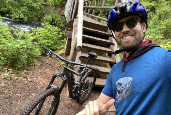 Kieron biking in the Pacific Northwest