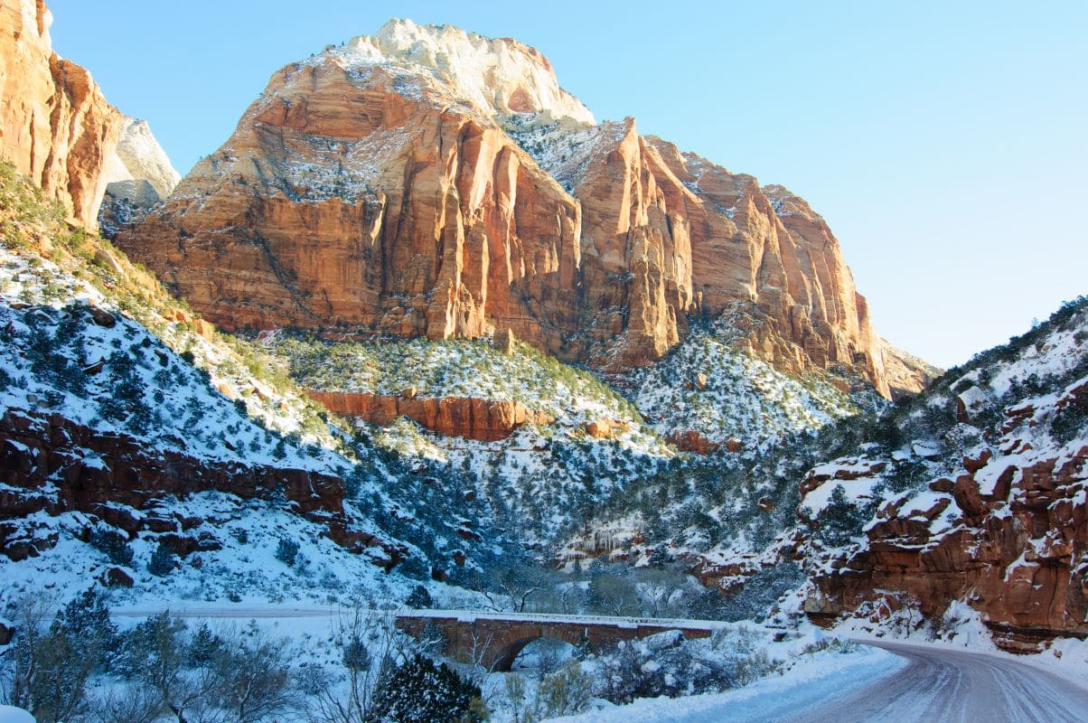 winter scenic drives in zion
